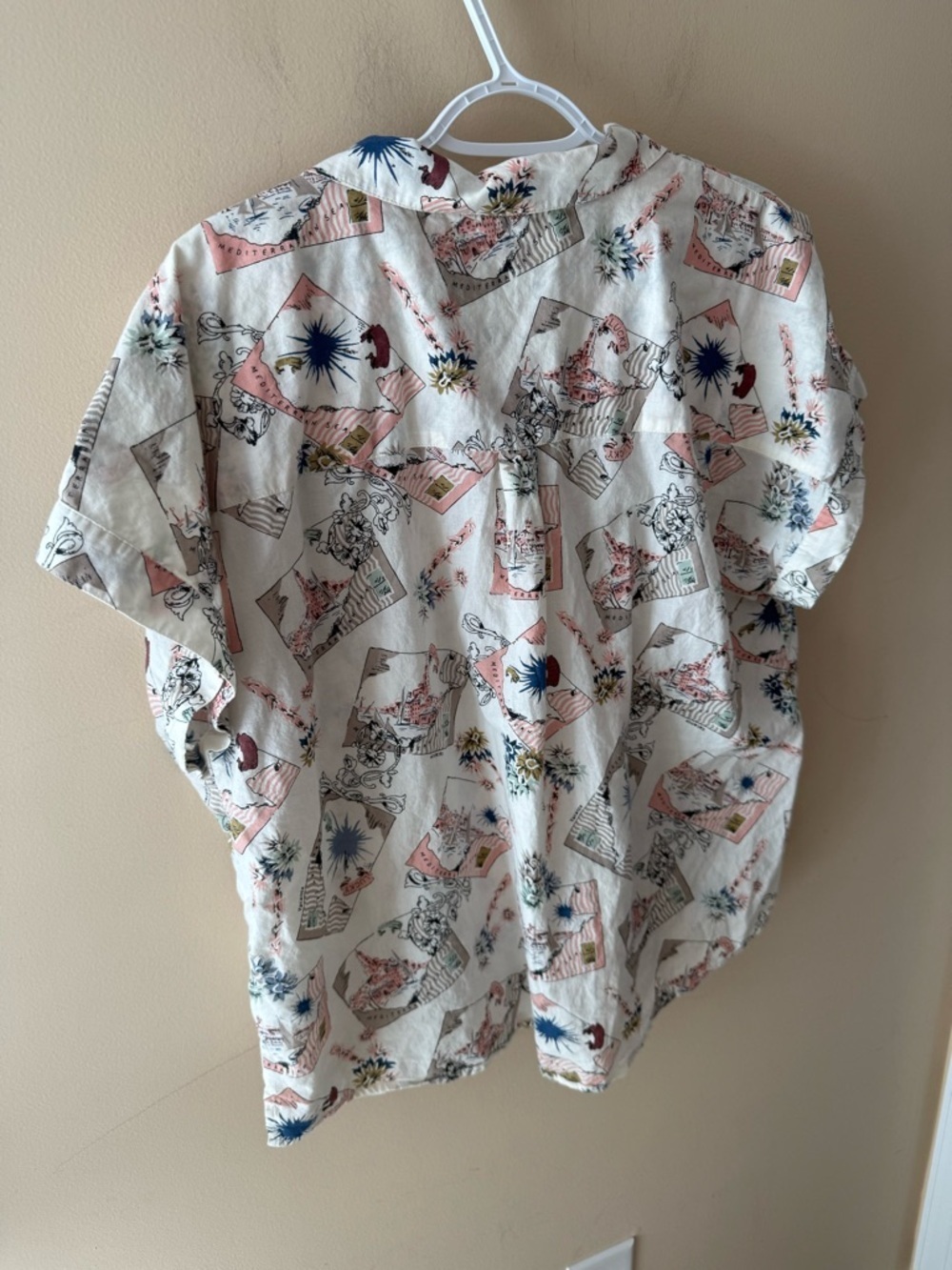 Lucky Brand cotton Button Down short sleeve postcard novelty print size XL - Picture 4 of 7
